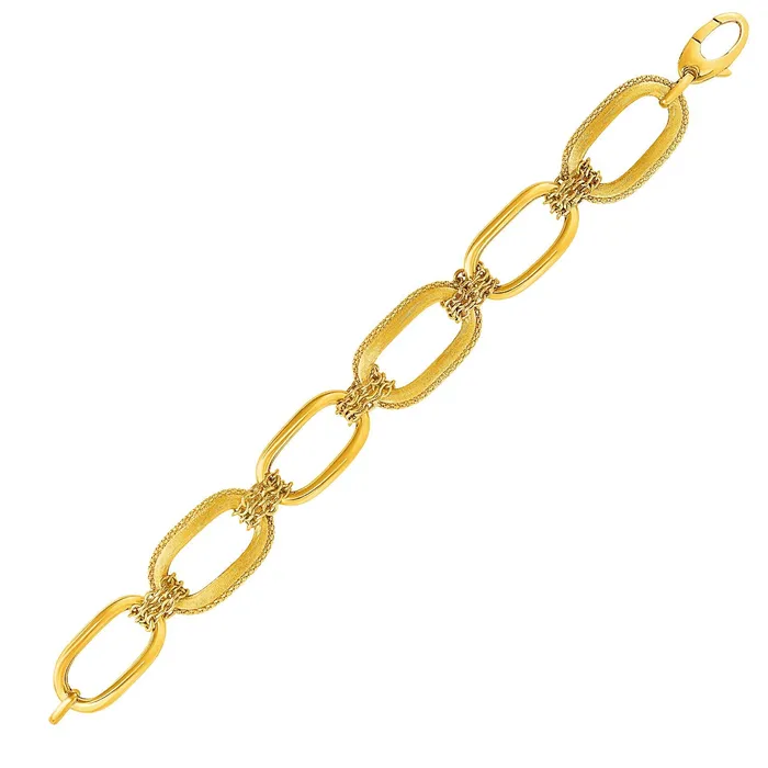 Bracelets MayaMila 14k Yellow Gold Link and Cable Chain Bracelet