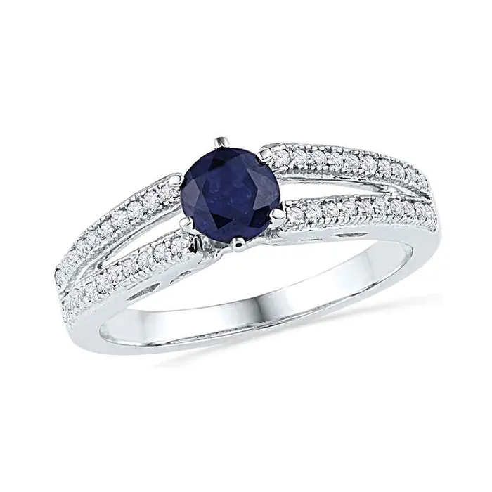 mayamila 10kt White Gold Womens Round LabCreated Blue Sapphire Solitaire Splitshank Ring 15 Cttw Rings mayamila 10kt White Gold Womens Round LabCreated Blue Sapphire Solitaire Splitshank Ring 15 Cttw Rings