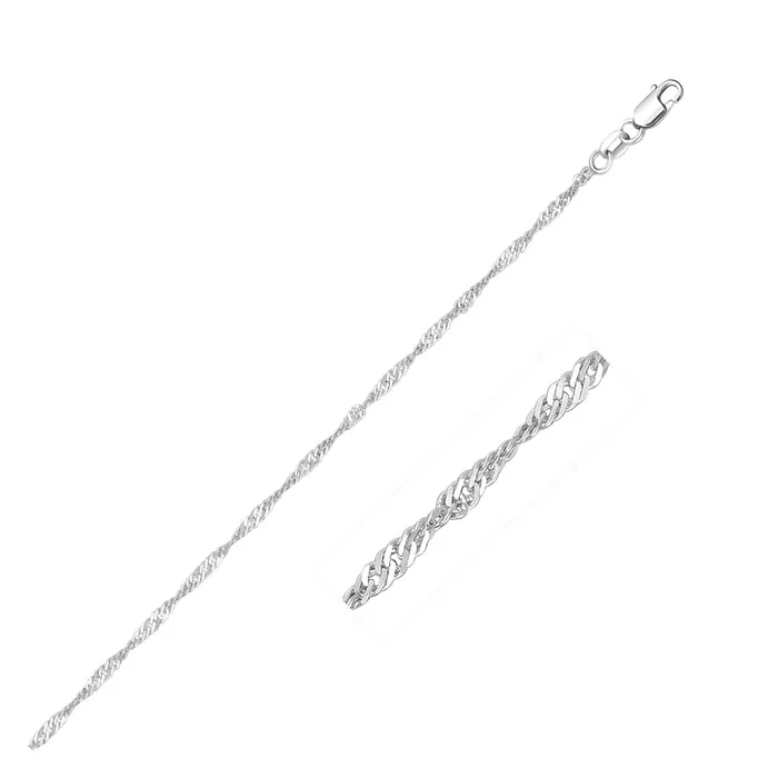 MayaMila Necklaces 14k White Gold Singapore Chain 15mm