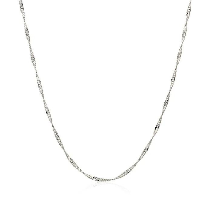 MayaMila Necklaces 14k White Gold Singapore Chain 15mm