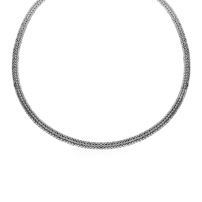 MayaMila Necklaces Wide Woven Rope Necklace in Sterling Silver