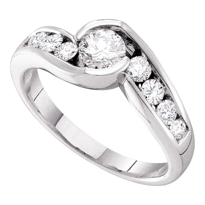 mayamila Rings 14k White Gold Womens Round Diamond BezelSet Bridal Engagement Ring 12 Cttw mayamila Rings 14k White Gold Womens Round Diamond BezelSet Bridal Engagement Ring 12 Cttw