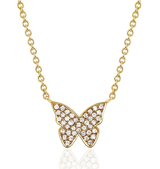 Necklaces EF COLLECTION Diamond Butterfly Necklace