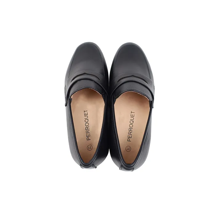 Perroquet Leather Hard Loafers Black Perroquet Shoes Rings