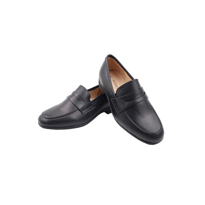 Perroquet Leather Hard Loafers Black Perroquet Shoes Rings