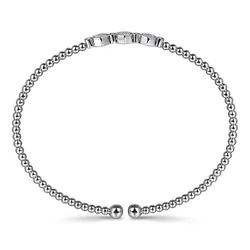 14K White Gold Bujukan Bead and Hexagon 013cttw Cluster Diamond Bangle GABRIEL CO Bracelets 14K White Gold Bujukan Bead and Hexagon 013cttw Cluster Diamond Bangle GABRIEL CO Bracelets