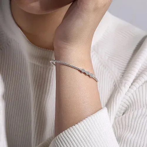14K White Gold Bujukan Bead and Hexagon 013cttw Cluster Diamond Bangle GABRIEL CO Bracelets 14K White Gold Bujukan Bead and Hexagon 013cttw Cluster Diamond Bangle GABRIEL CO Bracelets