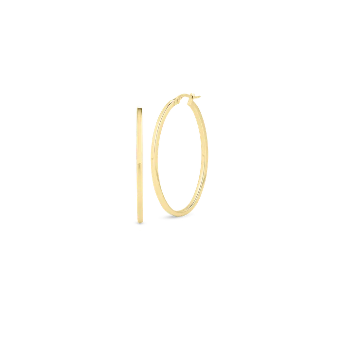 18K DESIGNER GOLD THE PERFECT HOOP LARGE SQUARE EDGED OVAL EARRINGS ROBERTO COIN Earrings 18K DESIGNER GOLD THE PERFECT HOOP LARGE SQUARE EDGED OVAL EARRINGS ROBERTO COIN Earrings