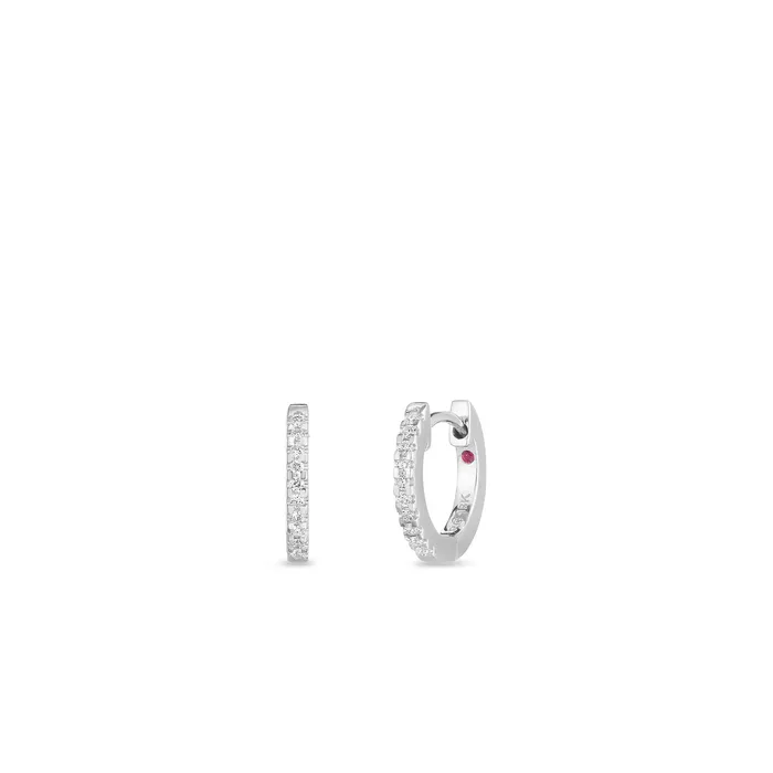 18K WHITE GOLD DIAMOND EXTRA SMALL HOOP EARRINGS ROBERTO COIN Earrings