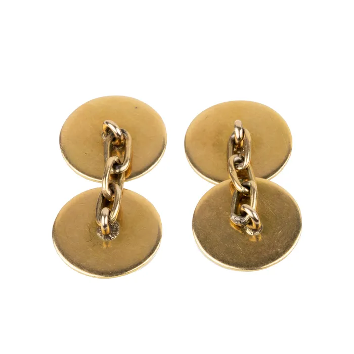 Bell Bird Antiques Necklaces Turn of the Century gold enamel cufflinks