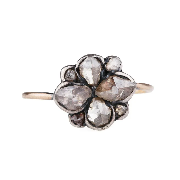 Bell Bird Antiques Rings 18th Century Rose Cut Diamond Cluster Ring