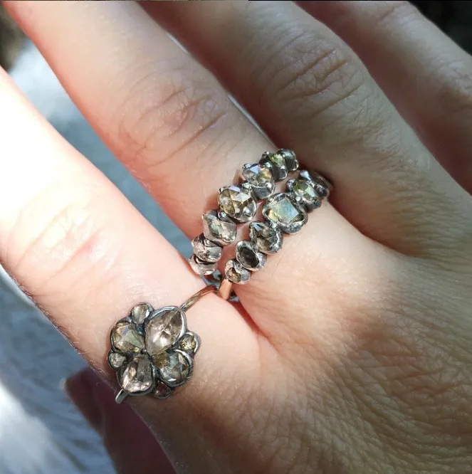 Bell Bird Antiques Rings 18th Century Rose Cut Diamond Cluster Ring