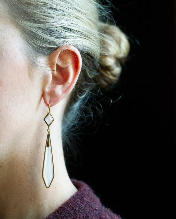 Bell Bird Antiques Victorian era Chalcedony Torpedo Earrings Earrings