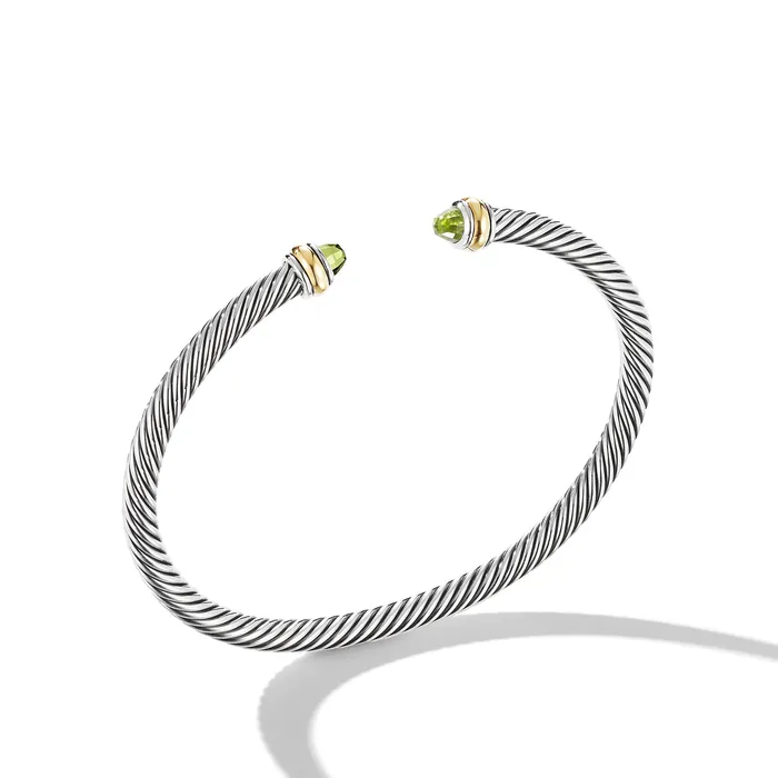 Bracelets Classic Cable Bracelet in Sterling Silver with 18K Yellow Gold and Peridot 4mm David Yurman Bracelets Classic Cable Bracelet in Sterling Silver with 18K Yellow Gold and Peridot 4mm David Yurman