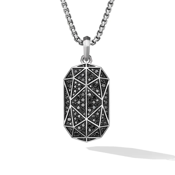 David Yurman Torqued Faceted Amulet in Sterling Silver with Black Diamonds 37mm Necklaces David Yurman Torqued Faceted Amulet in Sterling Silver with Black Diamonds 37mm Necklaces
