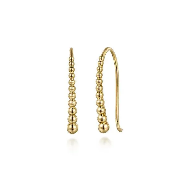 Earrings 14K Yellow Plain Gold Graduating Bujukan Ball Drop Frenchwire Earrings GABRIEL CO