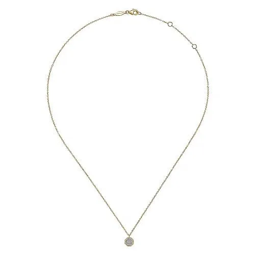 GABRIEL CO 14K Yellow Gold Octagonal Pave Diamond Pendant Necklace Necklaces GABRIEL CO 14K Yellow Gold Octagonal Pave Diamond Pendant Necklace Necklaces