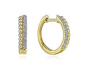GABRIEL CO Earrings 14K Yellow Gold Bujukan Pave 10mm Diamond Huggie Earrings GABRIEL CO Earrings 14K Yellow Gold Bujukan Pave 10mm Diamond Huggie Earrings