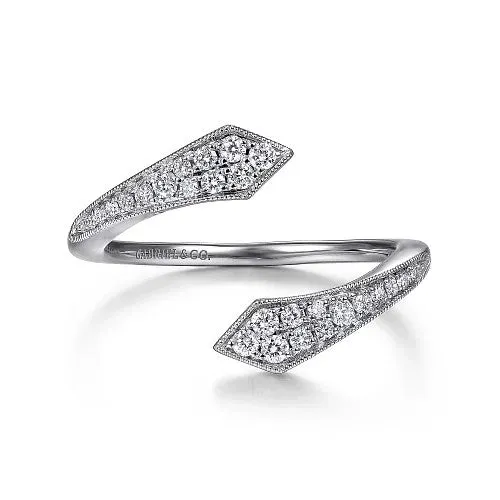 GABRIEL CO Rings 14K White Gold Diamond Pave Bypass Open Ring