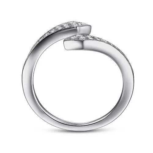 GABRIEL CO Rings 14K White Gold Diamond Pave Bypass Open Ring