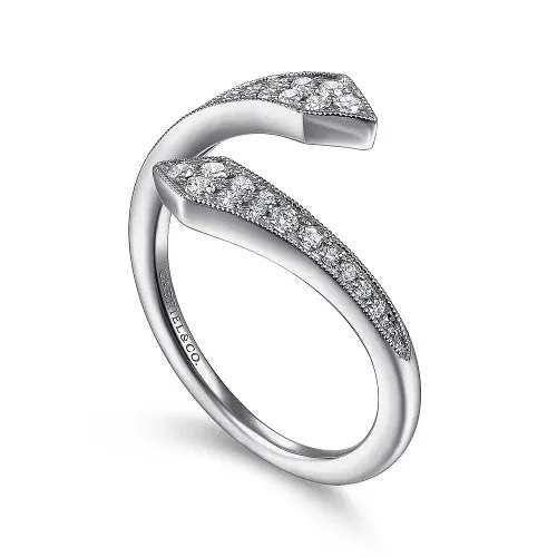 GABRIEL CO Rings 14K White Gold Diamond Pave Bypass Open Ring