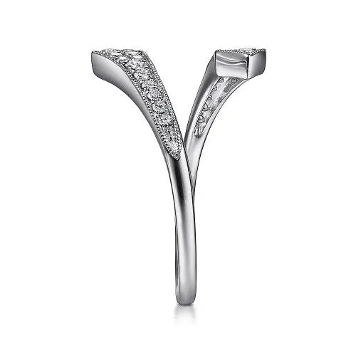 GABRIEL CO Rings 14K White Gold Diamond Pave Bypass Open Ring