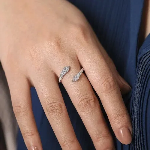 GABRIEL CO Rings 14K White Gold Diamond Pave Bypass Open Ring