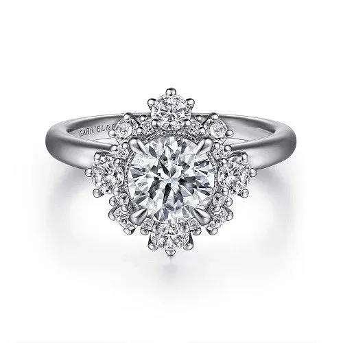 GABRIEL CO Rings Saralynn 14K White Gold Bursting Halo Round Diamond Engagement Ring Setting Only GABRIEL CO Rings Saralynn 14K White Gold Bursting Halo Round Diamond Engagement Ring Setting Only