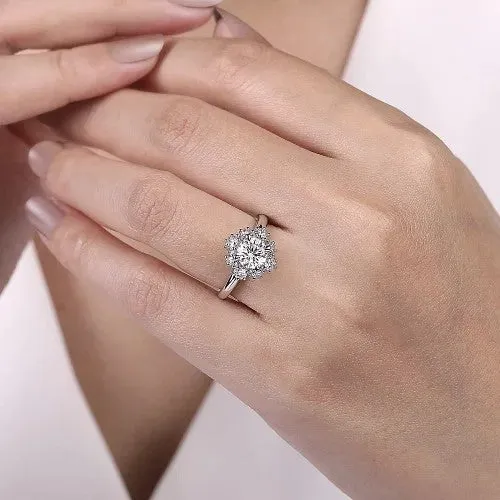 GABRIEL CO Rings Saralynn 14K White Gold Bursting Halo Round Diamond Engagement Ring Setting Only GABRIEL CO Rings Saralynn 14K White Gold Bursting Halo Round Diamond Engagement Ring Setting Only