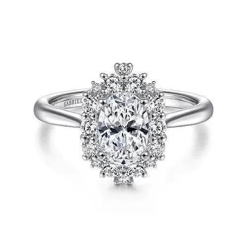 Jada 14K White Gold Oval Halo Diamond Engagement Ring Setting Only GABRIEL CO Rings Jada 14K White Gold Oval Halo Diamond Engagement Ring Setting Only GABRIEL CO Rings