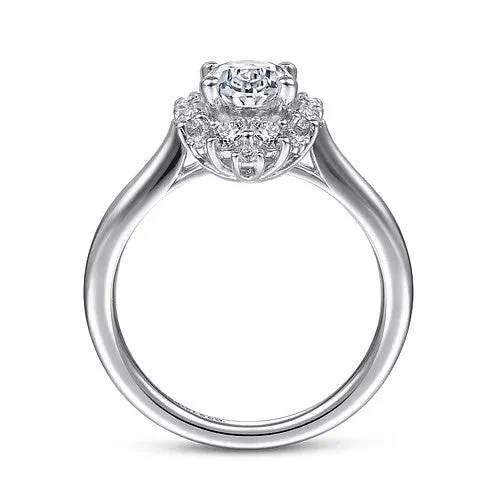 Jada 14K White Gold Oval Halo Diamond Engagement Ring Setting Only GABRIEL CO Rings Jada 14K White Gold Oval Halo Diamond Engagement Ring Setting Only GABRIEL CO Rings