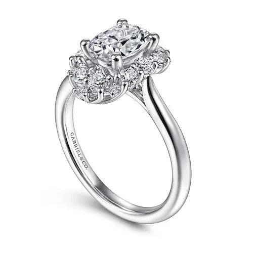 Jada 14K White Gold Oval Halo Diamond Engagement Ring Setting Only GABRIEL CO Rings Jada 14K White Gold Oval Halo Diamond Engagement Ring Setting Only GABRIEL CO Rings