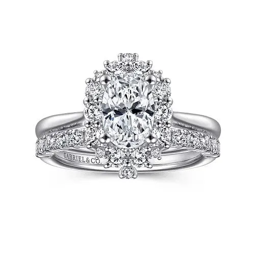 Jada 14K White Gold Oval Halo Diamond Engagement Ring Setting Only GABRIEL CO Rings Jada 14K White Gold Oval Halo Diamond Engagement Ring Setting Only GABRIEL CO Rings