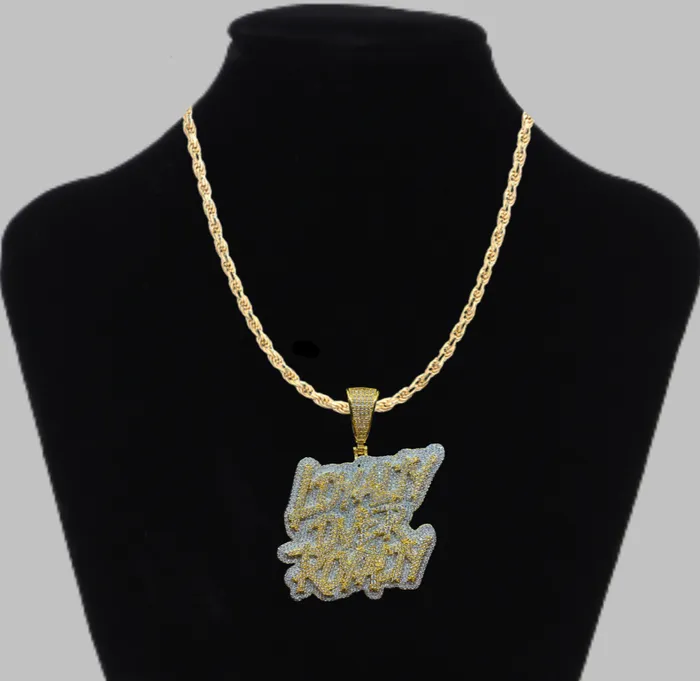 Loyalty Over Royalty Necklaces Loyalty Over Royalty Iced Out Letter Diamond Pendant Necklace