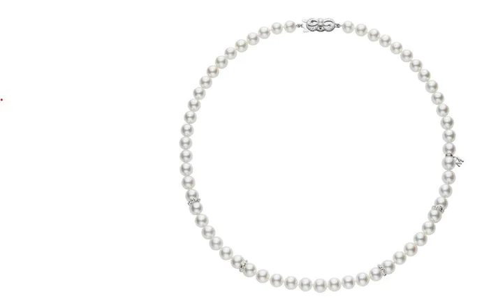 MIKIMOTO CO LTD Necklaces 18 Akoya Pearl Necklace with 052cttw diiamonds