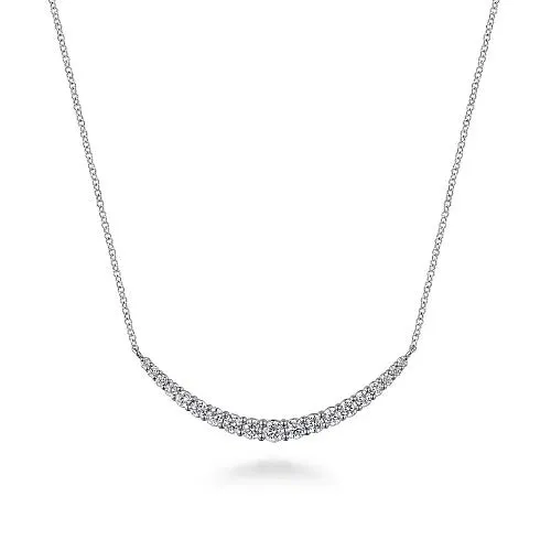 Necklaces 14K White Gold Prong Set Diamond Bar Necklace GABRIEL CO