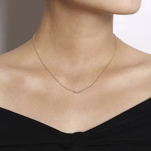 Necklaces GABRIEL CO 14K Yellow Gold Curved Round Diamond Bar Necklace