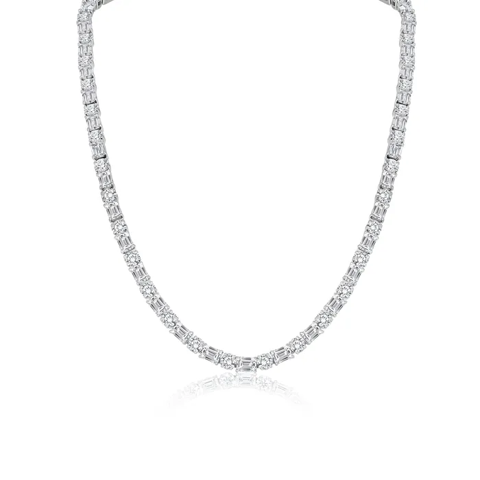 Necklaces Polachecks Collection Round Emerald Cut Diamond Tennis Necklace Necklaces Polachecks Collection Round Emerald Cut Diamond Tennis Necklace