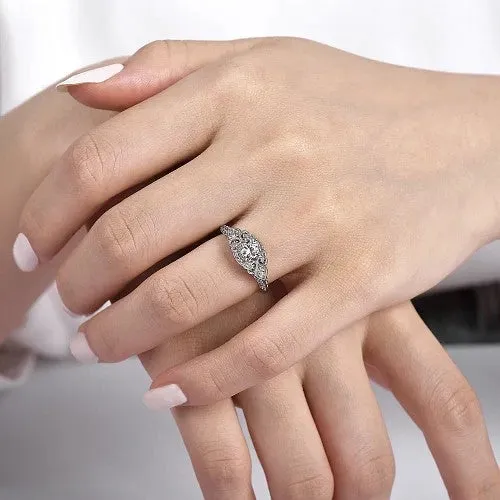 Rings GABRIEL CO Abel Unique 14K White Gold Vintage Inspired Diamond Halo Engagement Ring Setting Only Rings GABRIEL CO Abel Unique 14K White Gold Vintage Inspired Diamond Halo Engagement Ring Setting Only