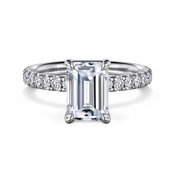 Rings GABRIEL CO Winslow 14K White Gold Emerald Cut Diamond Engagement Ring Setting Only Rings GABRIEL CO Winslow 14K White Gold Emerald Cut Diamond Engagement Ring Setting Only