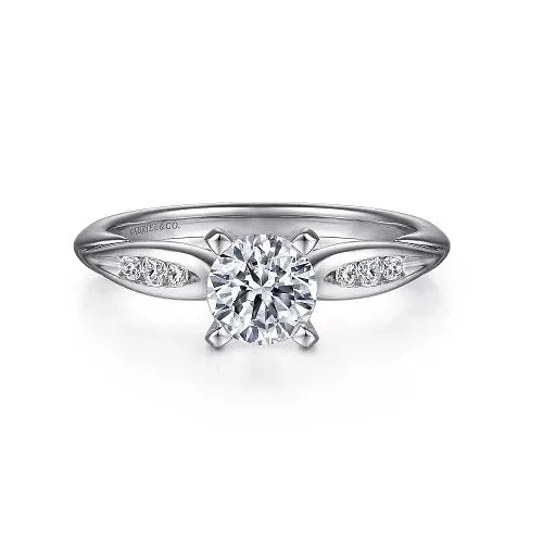 Rings Quinn 14K White Gold Round Diamond Channel Set Engagement Ring Setting only center stone not included GABRIEL CO Rings Quinn 14K White Gold Round Diamond Channel Set Engagement Ring Setting only center stone not included GABRIEL CO