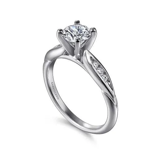 Rings Quinn 14K White Gold Round Diamond Channel Set Engagement Ring Setting only center stone not included GABRIEL CO Rings Quinn 14K White Gold Round Diamond Channel Set Engagement Ring Setting only center stone not included GABRIEL CO