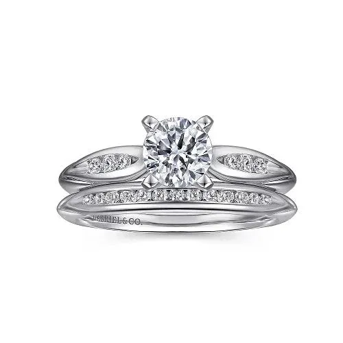 Rings Quinn 14K White Gold Round Diamond Channel Set Engagement Ring Setting only center stone not included GABRIEL CO Rings Quinn 14K White Gold Round Diamond Channel Set Engagement Ring Setting only center stone not included GABRIEL CO