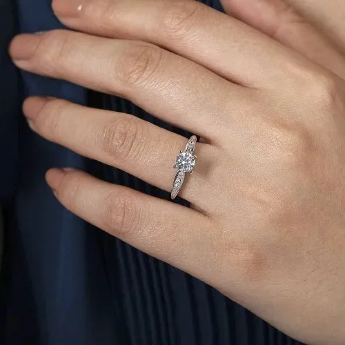 Rings Quinn 14K White Gold Round Diamond Channel Set Engagement Ring Setting only center stone not included GABRIEL CO Rings Quinn 14K White Gold Round Diamond Channel Set Engagement Ring Setting only center stone not included GABRIEL CO