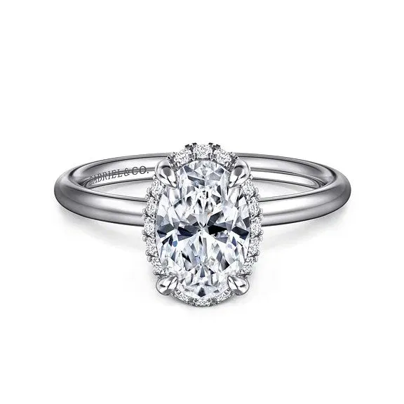 Seattle 14K White Gold Oval Hidden Halo Diamond Engagement Ring Setting Only GABRIEL CO Rings Seattle 14K White Gold Oval Hidden Halo Diamond Engagement Ring Setting Only GABRIEL CO Rings