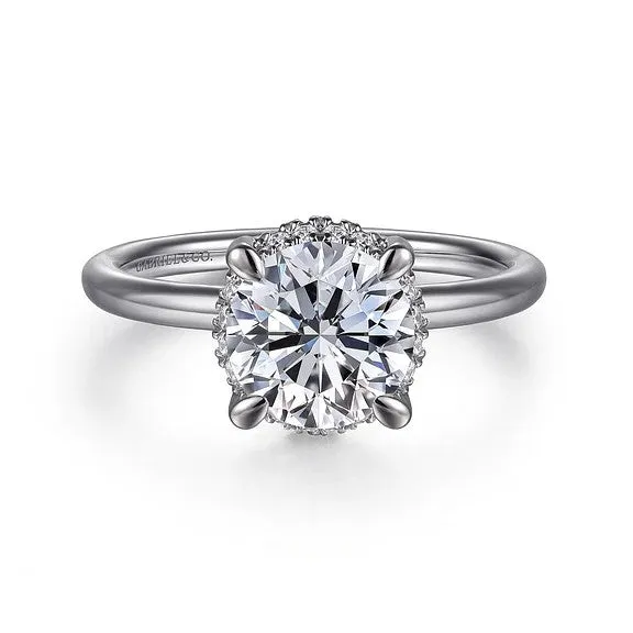 Seattle 14K White Gold Round Hidden Halo Diamond Engagement Ring Setting Only GABRIEL CO Rings Seattle 14K White Gold Round Hidden Halo Diamond Engagement Ring Setting Only GABRIEL CO Rings