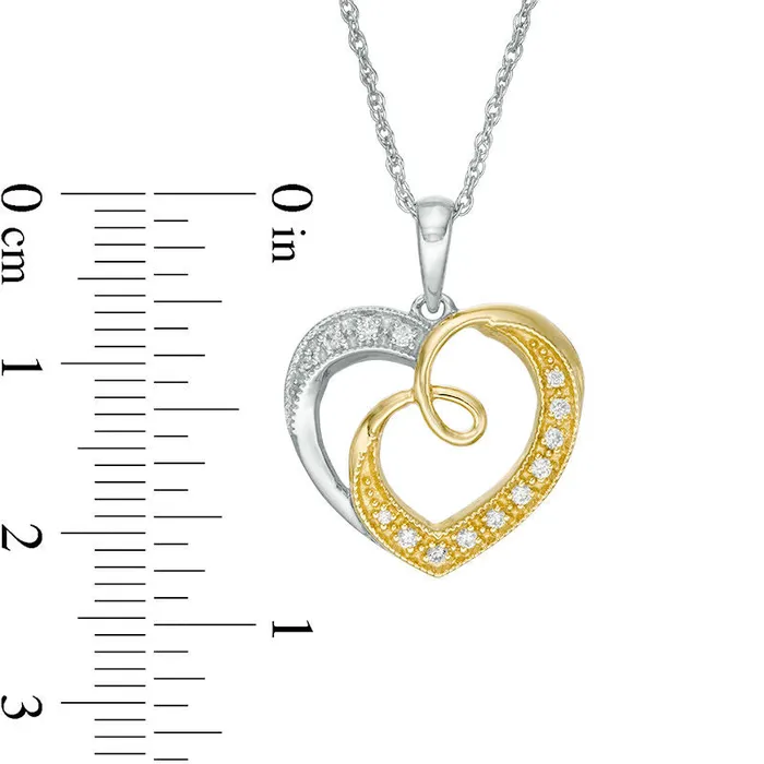 01 CT TW Natural Diamond Swirl Double Heart Pendant in Sterling Silver with 14K Gold Plate Goldia Necklaces 01 CT TW Natural Diamond Swirl Double Heart Pendant in Sterling Silver with 14K Gold Plate Goldia Necklaces