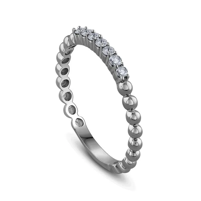 013 CT TW Natural Diamond Beaded Shank Stackable Band in Solid 10K White Gold Goldia Rings 013 CT TW Natural Diamond Beaded Shank Stackable Band in Solid 10K White Gold Goldia Rings