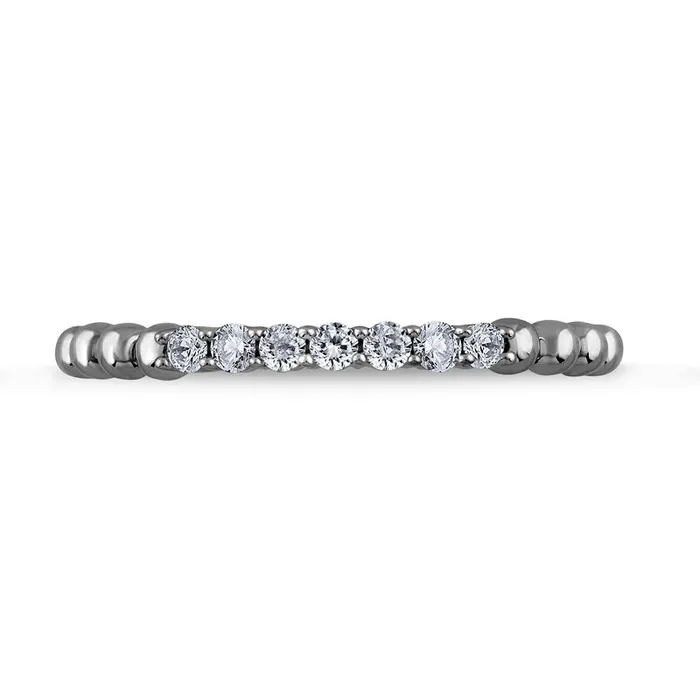 013 CT TW Natural Diamond Beaded Shank Stackable Band in Solid 10K White Gold Goldia Rings 013 CT TW Natural Diamond Beaded Shank Stackable Band in Solid 10K White Gold Goldia Rings