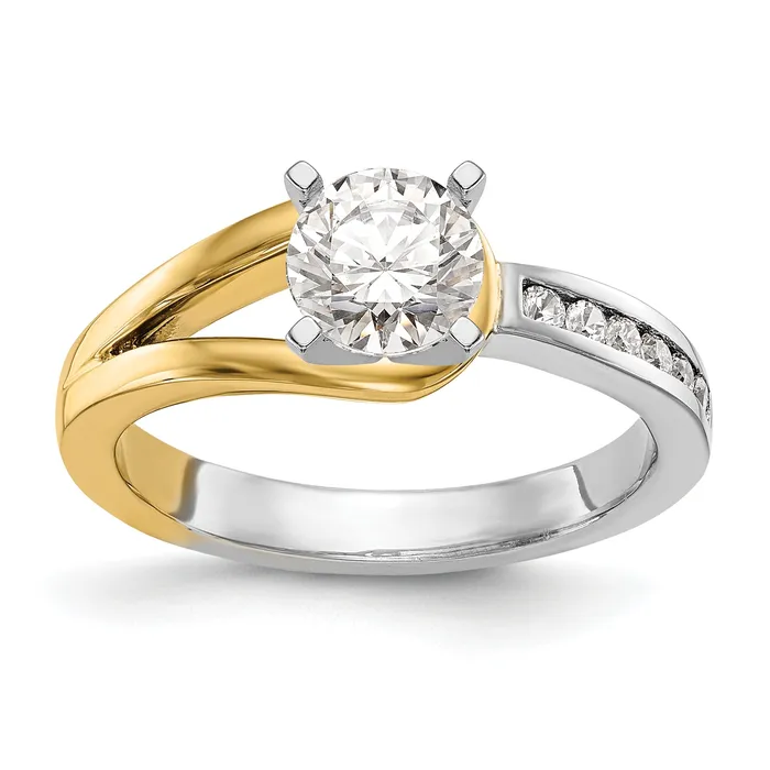 015ct CZ Solid Real 14K Twotone Peg Set Engagement Ring Goldia Rings